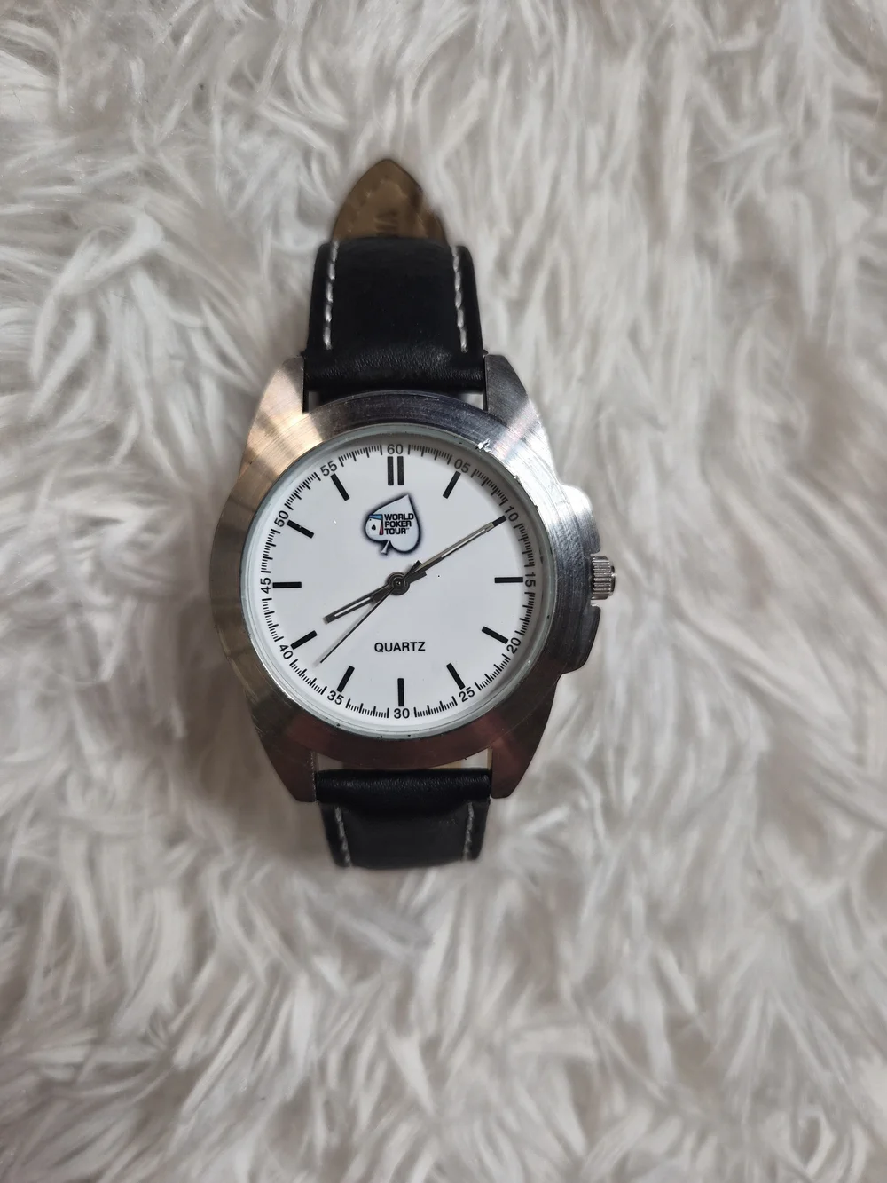 World Poker Tour Watch Black Band Round Face Silver Tone Classic Streetwear ✨️💫